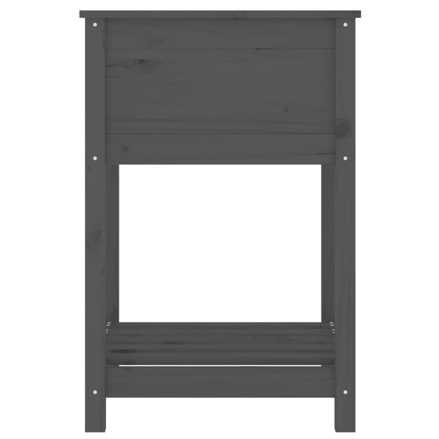 Plantenbak Met Schap 54X54X81 Cm Massief Grenenhout Grijs