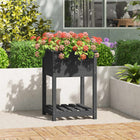 Planter with shelf 54x54x81 cm solid pine grey