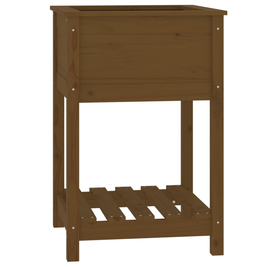 Plantenbak Met Schap 54X54X81 Cm Grenenhout Honingbruin