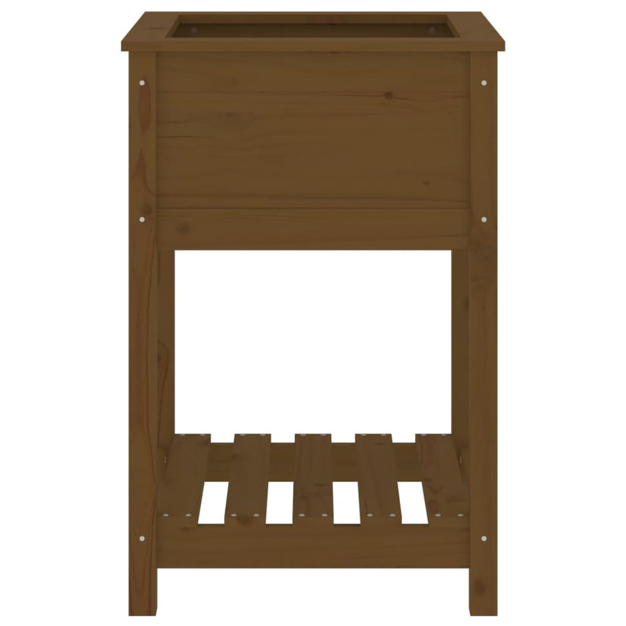 Plantenbak Met Schap 54X54X81 Cm Grenenhout Honingbruin