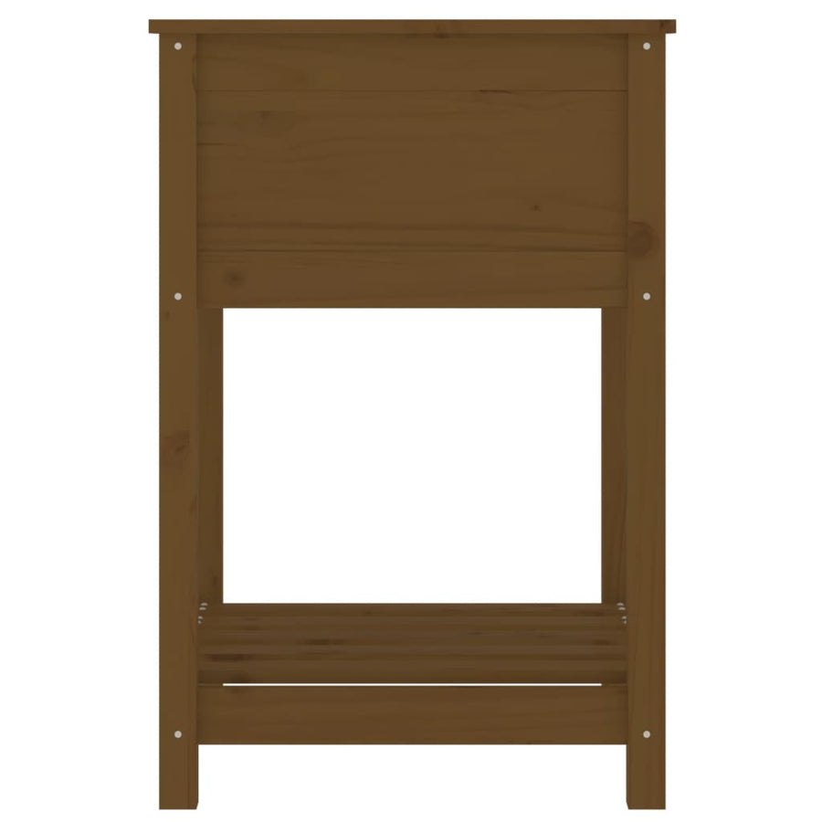 Plantenbak Met Schap 54X54X81 Cm Grenenhout Honingbruin