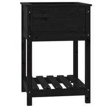 Plantenbak Met Schap 54X54X81 Cm Massief Grenenhout Zwart