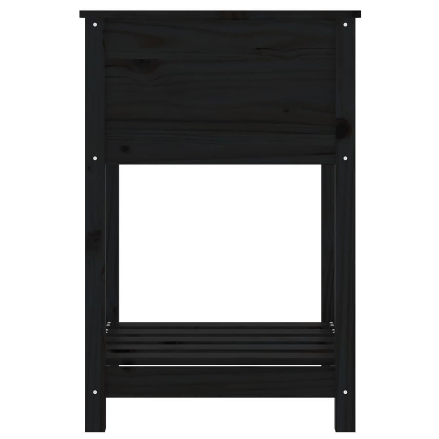 Plantenbak Met Schap 54X54X81 Cm Massief Grenenhout Zwart