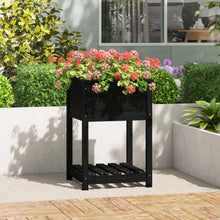 Plantenbak Met Schap 54X54X81 Cm Massief Grenenhout Zwart