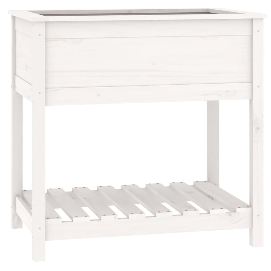 Plantenbak Met Schap 82,5X54X81 Cm Massief Grenenhout Wit