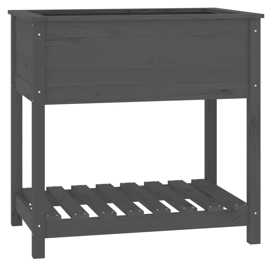 Plantenbak Met Schap 82,5X54X81 Cm Massief Grenenhout Grijs