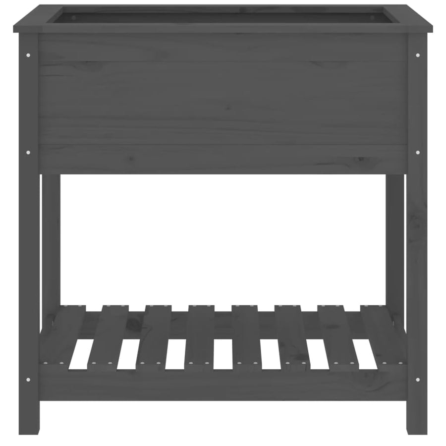 Plantenbak Met Schap 82,5X54X81 Cm Massief Grenenhout Grijs