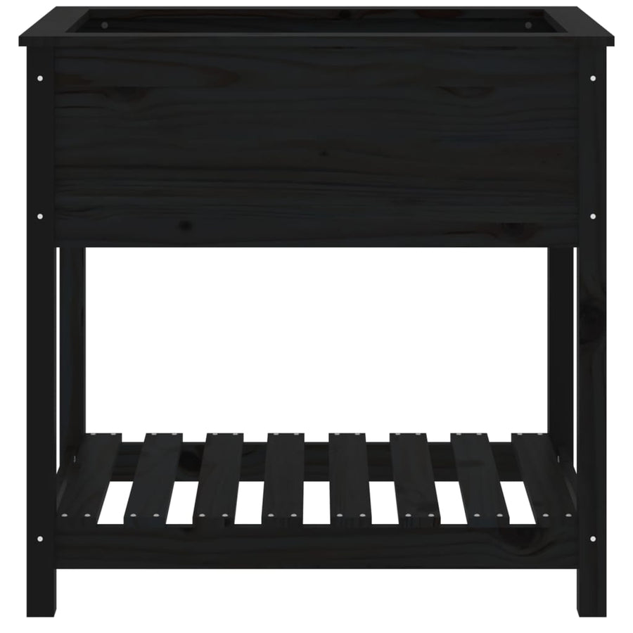 Plantenbak Met Schap 82,5X54X81 Cm Massief Grenenhout Zwart