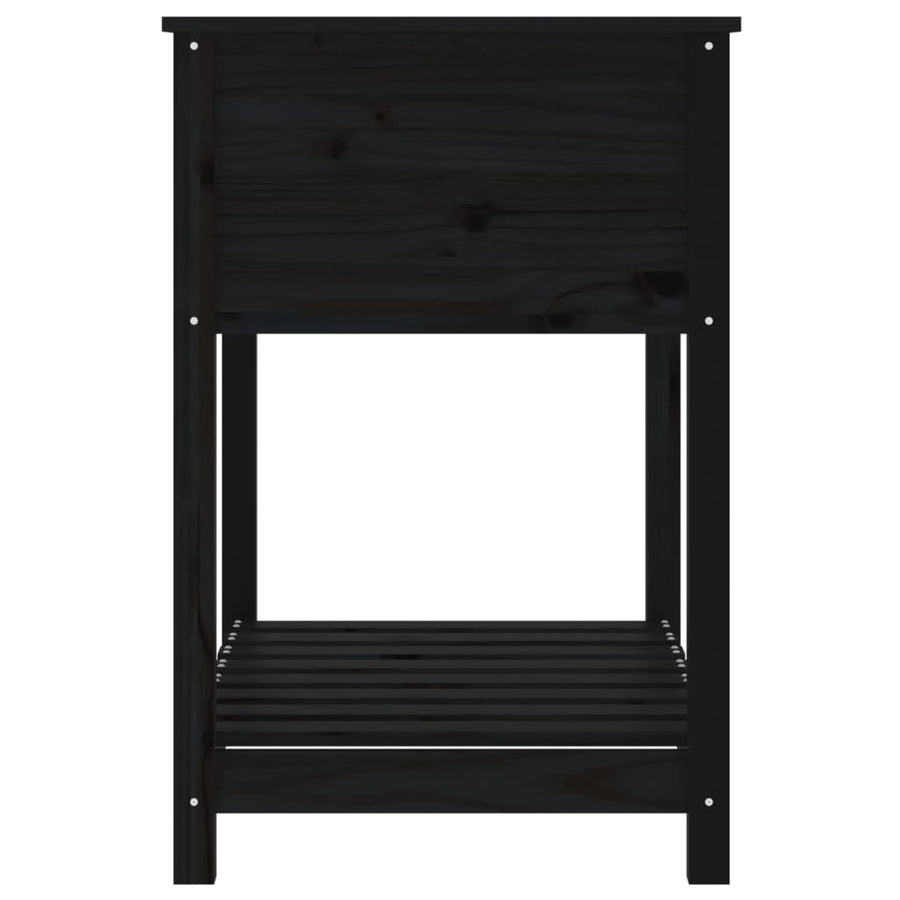 Plantenbak Met Schap 82,5X54X81 Cm Massief Grenenhout Zwart