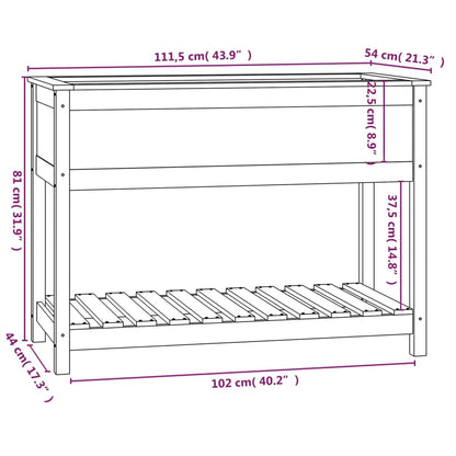 Plantenbak Met Schap 111,5X54X81 Cm Massief Grenenhout