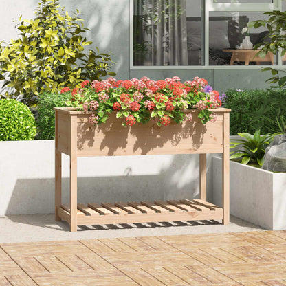 Plantenbak Met Schap 111,5X54X81 Cm Massief Grenenhout