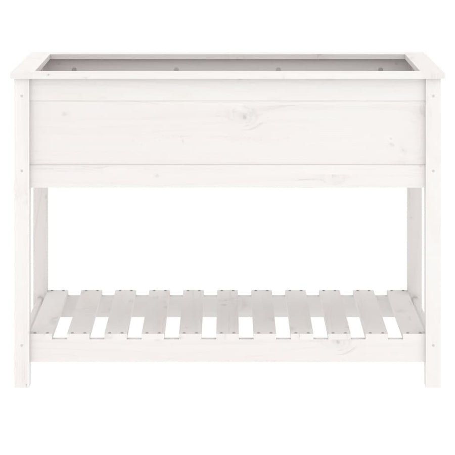 Plantenbak Met Schap 111,5X54X81 Cm Massief Grenenhout Wit