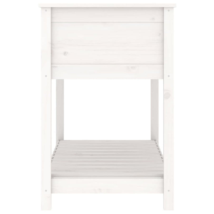 Plantenbak Met Schap 111,5X54X81 Cm Massief Grenenhout Wit