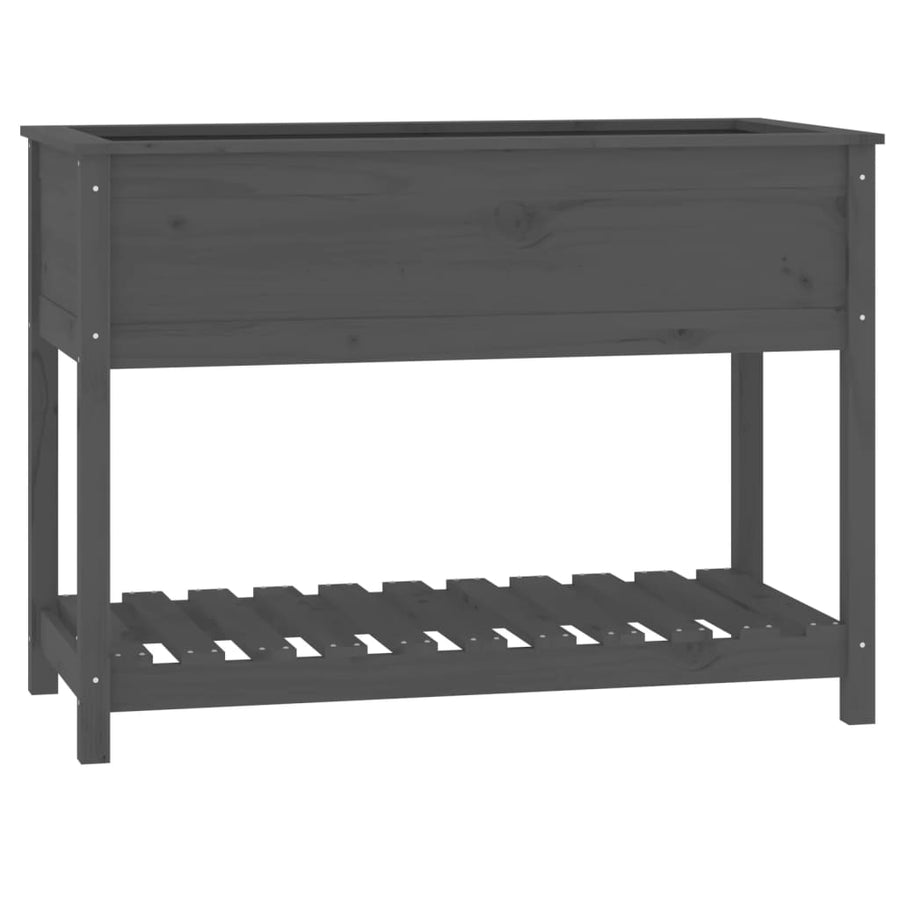 Plantenbak Met Schap 111,5X54X81 Cm Massief Grenenhout Grijs