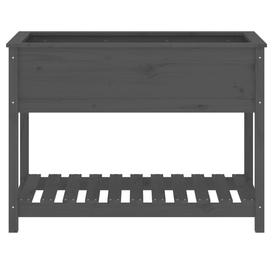 Plantenbak Met Schap 111,5X54X81 Cm Massief Grenenhout Grijs