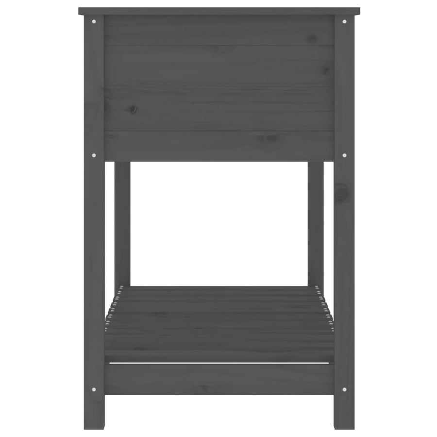 Plantenbak Met Schap 111,5X54X81 Cm Massief Grenenhout Grijs