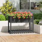 Planter with shelf 111.5x54x81 cm solid pine grey