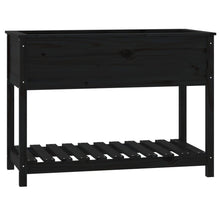 Plantenbak Met Schap 111,5X54X81 Cm Massief Grenenhout Zwart