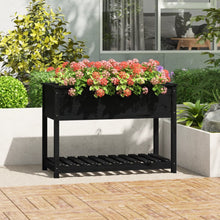 Plantenbak Met Schap 111,5X54X81 Cm Massief Grenenhout Zwart