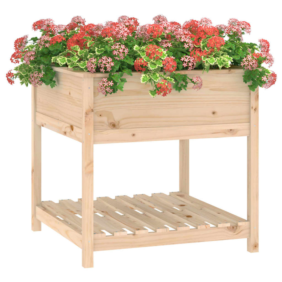 Plantenbak Met Schap 82,5X82,5X81 Cm Massief Grenenhout