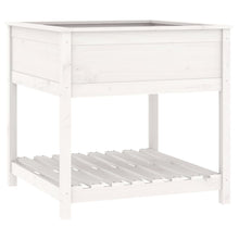 Plantenbak Met Schap 82,5X82,5X81 Cm Massief Grenenhout Wit
