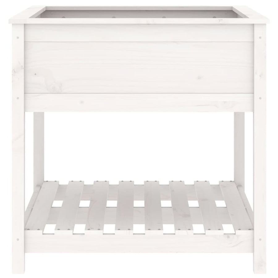 Plantenbak Met Schap 82,5X82,5X81 Cm Massief Grenenhout Wit