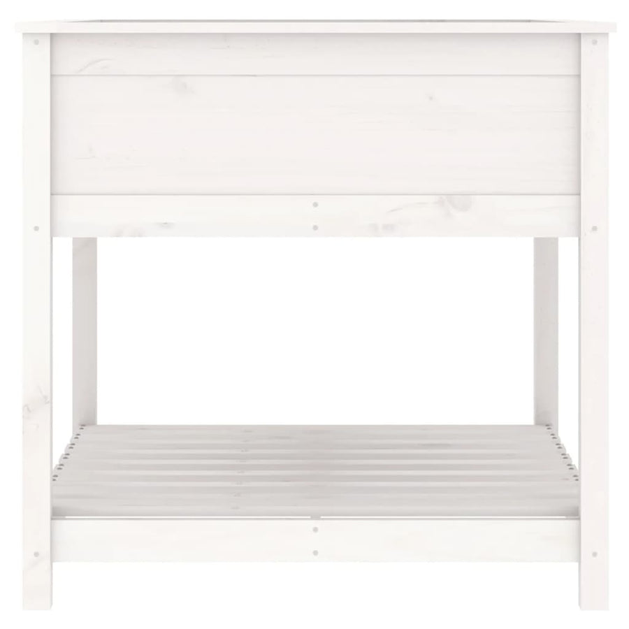 Plantenbak Met Schap 82,5X82,5X81 Cm Massief Grenenhout Wit
