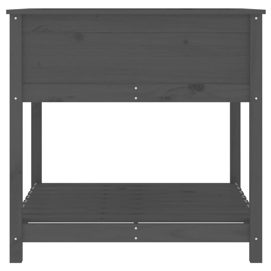 Plantenbak Met Schap 82,5X82,5X81 Cm Massief Grenenhout Grijs