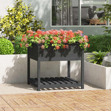 Plantenbak Met Schap 82,5X82,5X81 Cm Massief Grenenhout Grijs