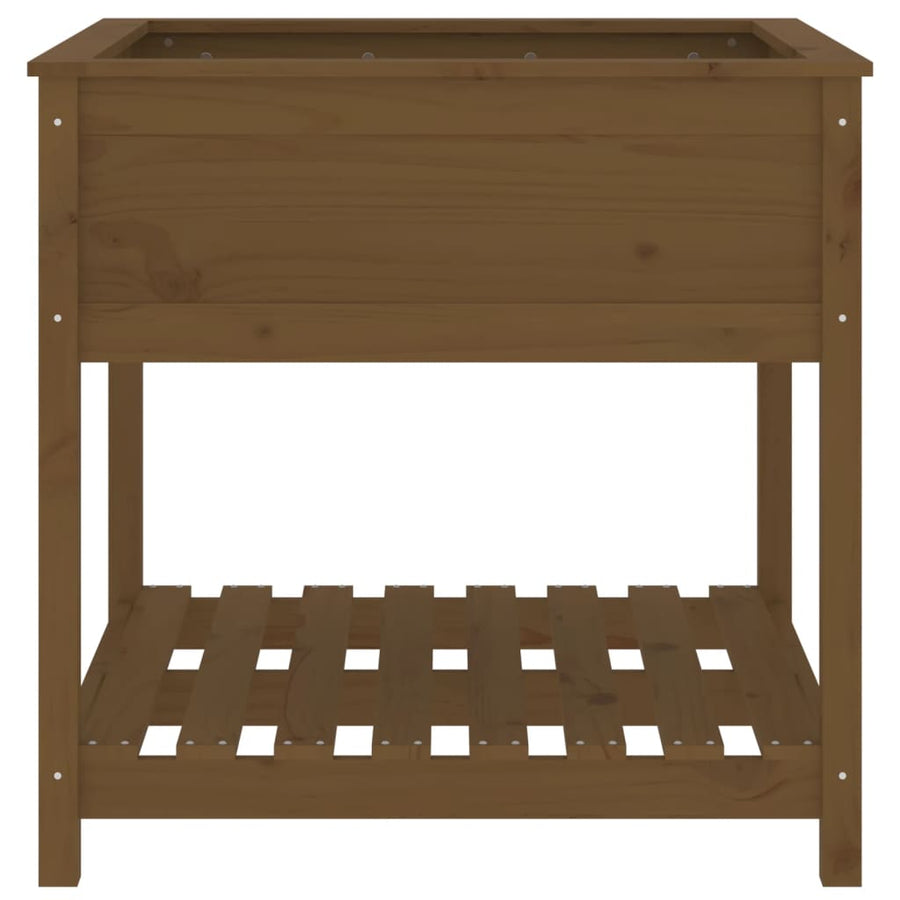 Plantenbak Met Schap 82,5X82,5X81 Cm Grenenhout Honingbruin