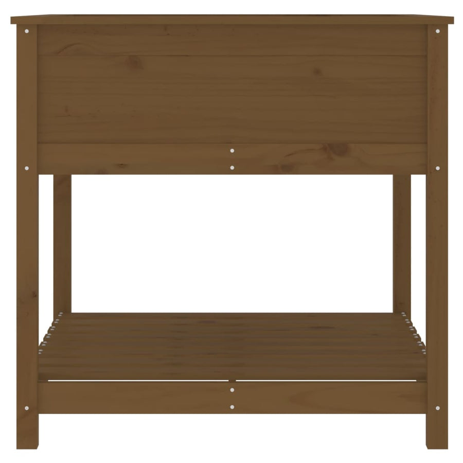 Plantenbak Met Schap 82,5X82,5X81 Cm Grenenhout Honingbruin