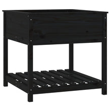 Plantenbak Met Schap 82,5X82,5X81 Cm Massief Grenenhout Zwart