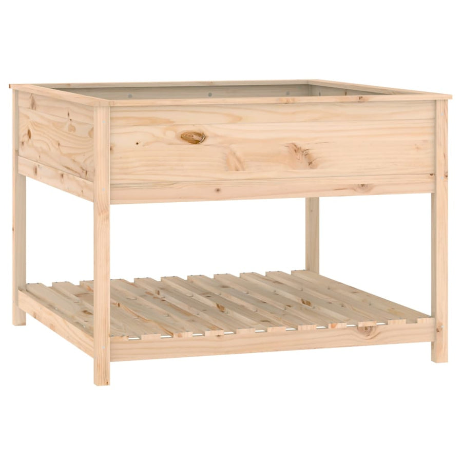 Plantenbak Met Schap 111,5X111,5X81 Cm Massief Grenenhout