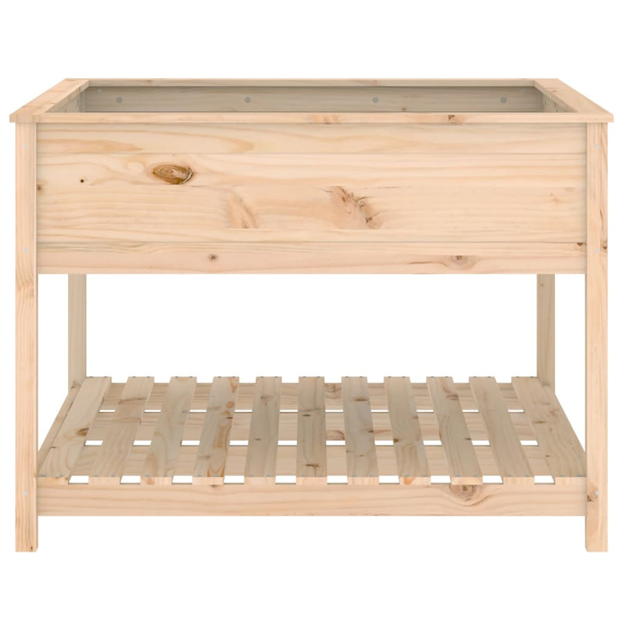 Plantenbak Met Schap 111,5X111,5X81 Cm Massief Grenenhout