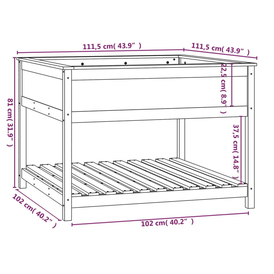 Plantenbak Met Schap 111,5X111,5X81 Cm Massief Grenenhout
