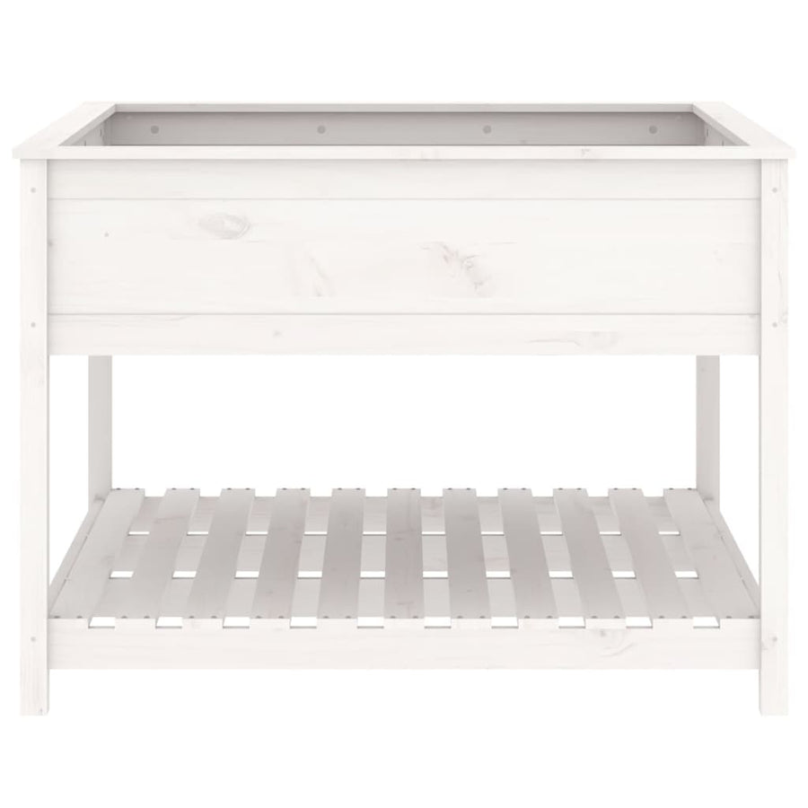 Plantenbak Met Schap 111,5X111,5X81 Cm Massief Grenenhout Wit