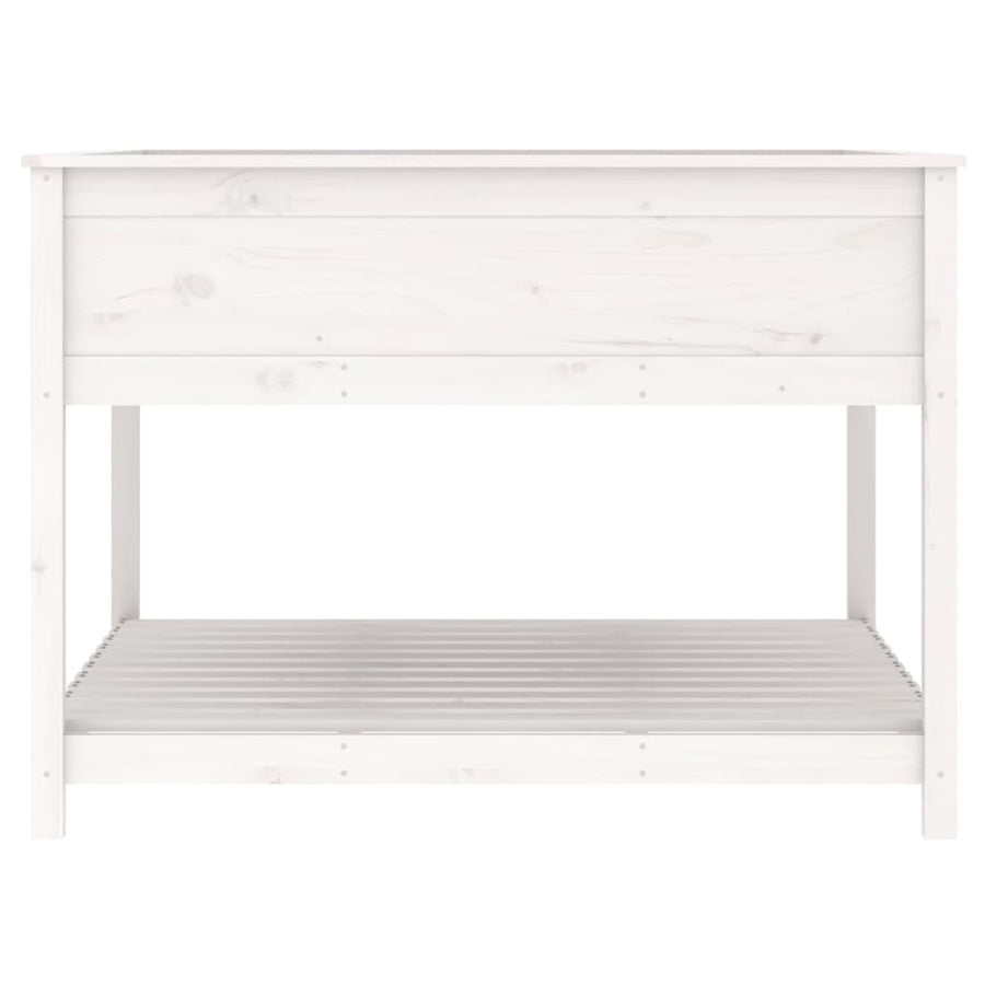 Plantenbak Met Schap 111,5X111,5X81 Cm Massief Grenenhout Wit