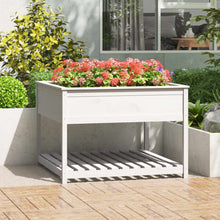 Plantenbak Met Schap 111,5X111,5X81 Cm Massief Grenenhout Wit
