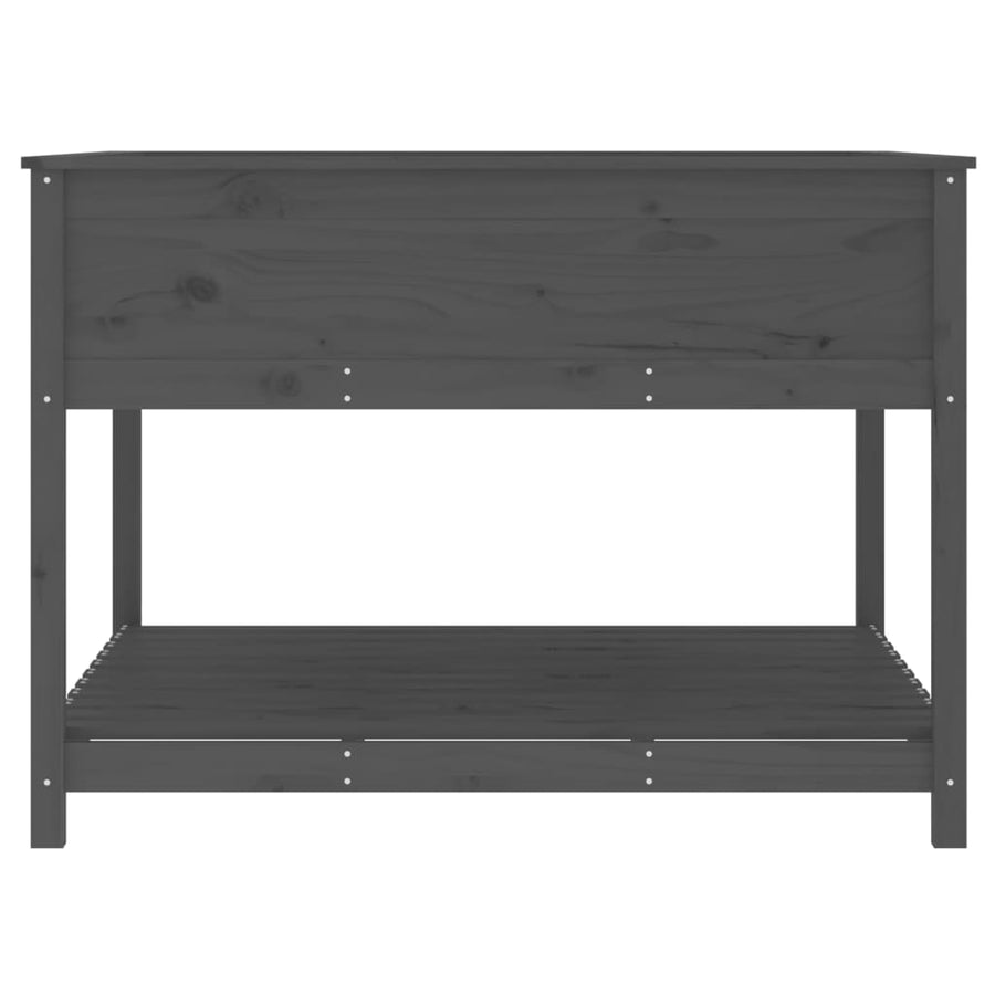 Plantenbak Met Schap 111,5X111,5X81 Cm Massief Grenenhout Grijs