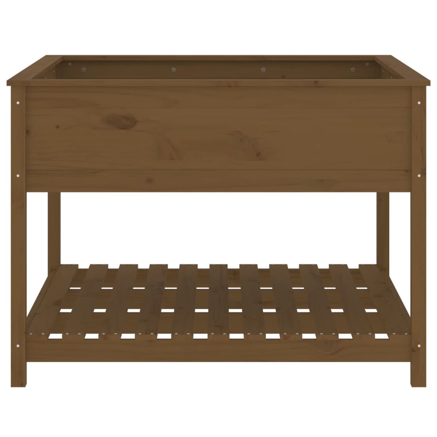 Plantenbak Met Schap 111,5X111,5X81 Cm Grenenhout Honingbruin