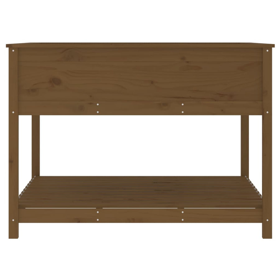 Plantenbak Met Schap 111,5X111,5X81 Cm Grenenhout Honingbruin