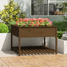 Planter with shelf 111.5x111.5x81 cm pine honey brown