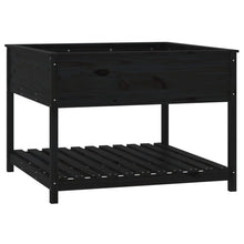 Plantenbak Met Schap 111,5X111,5X81 Cm Massief Grenenhout Zwart