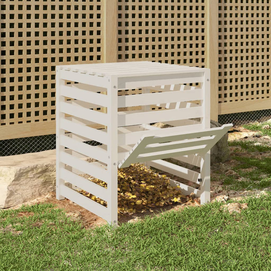Compostbak 63,5X63,5X77,5 Cm Massief Grenenhout Wit 63.5 x 63.5 x 77.5 cm Wit grenenhout