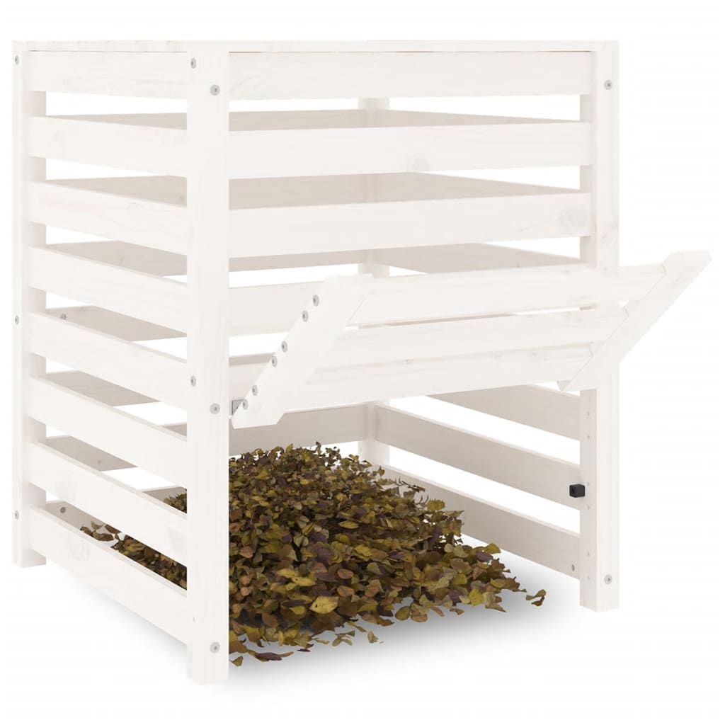 Compostbak 63,5X63,5X77,5 Cm Massief Grenenhout Wit 63.5 x 63.5 x 77.5 cm Wit grenenhout