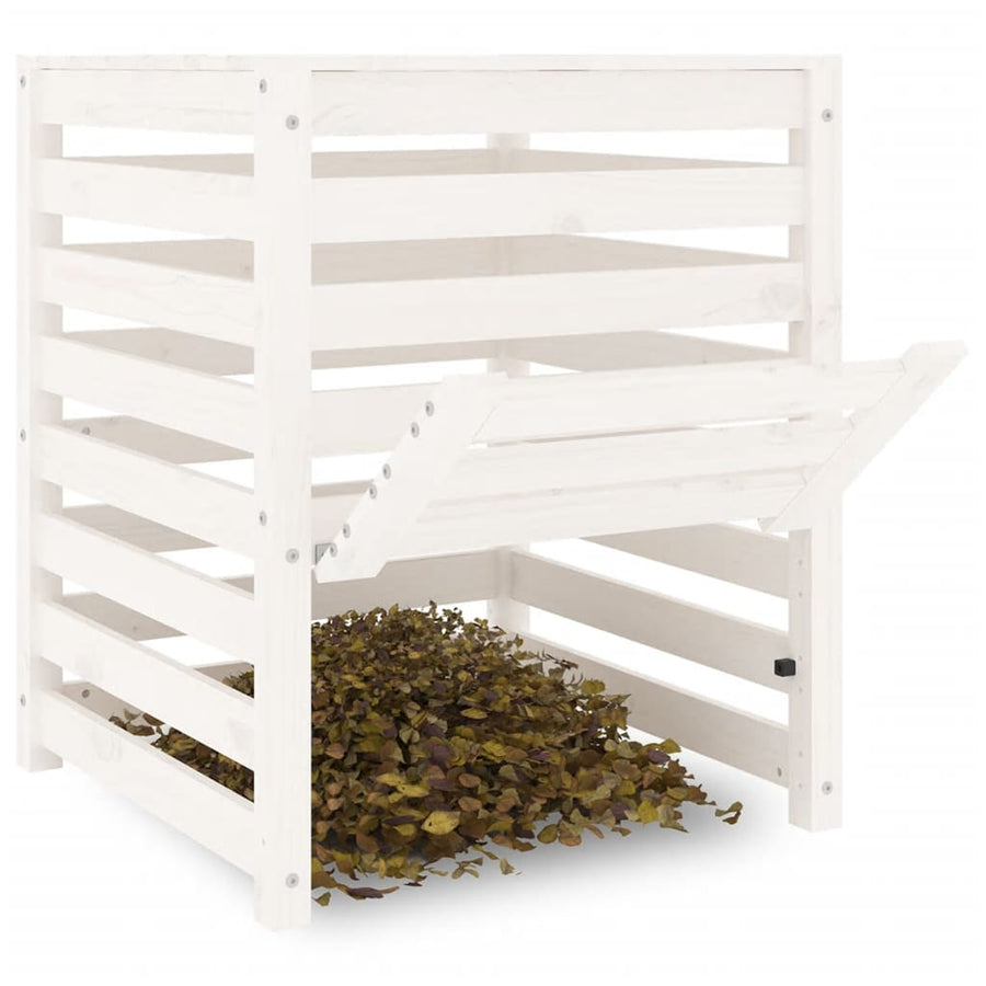 Compostbak 63,5X63,5X77,5 Cm Massief Grenenhout Wit 63.5 x 63.5 x 77.5 cm Wit grenenhout