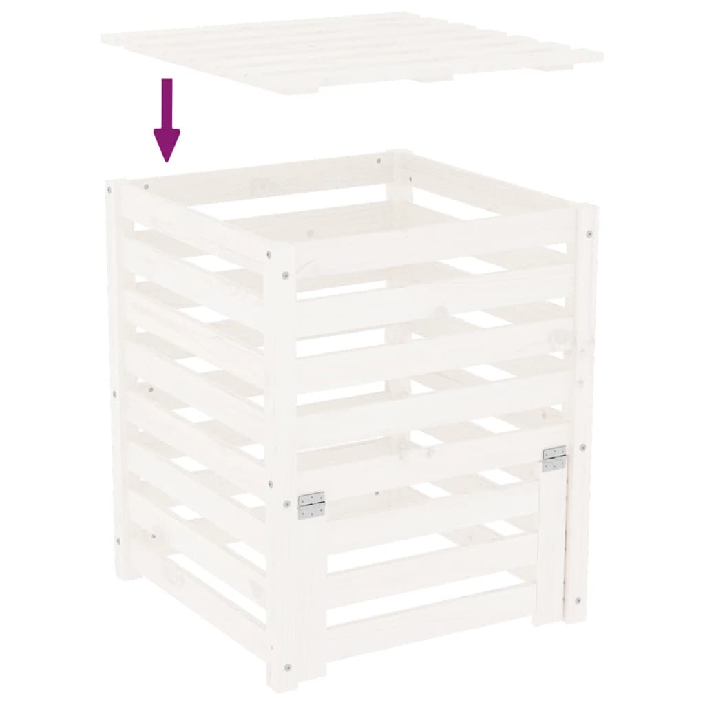Compostbak 63,5X63,5X77,5 Cm Massief Grenenhout Wit 63.5 x 63.5 x 77.5 cm Wit grenenhout