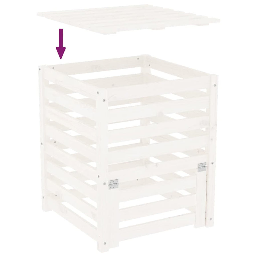 Compostbak 63,5X63,5X77,5 Cm Massief Grenenhout Wit 63.5 x 63.5 x 77.5 cm Wit grenenhout