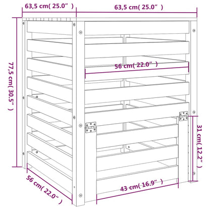 Compostbak 63,5X63,5X77,5 Cm Massief Grenenhout Wit 63.5 x 63.5 x 77.5 cm Wit grenenhout