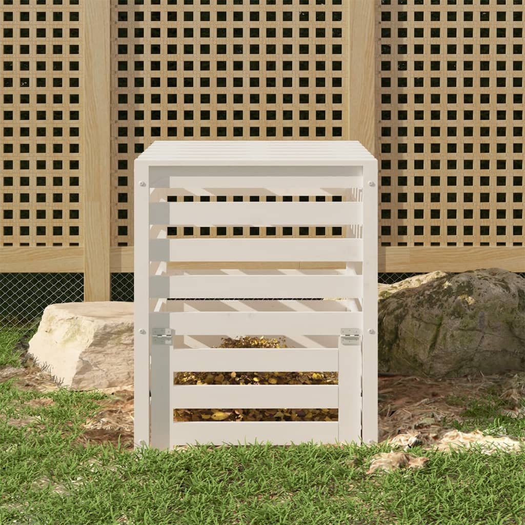 Compostbak 63,5X63,5X77,5 Cm Massief Grenenhout Wit 63.5 x 63.5 x 77.5 cm Wit grenenhout